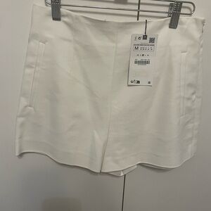 Zara High Waist Cream Shorts